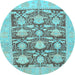 Round Machine Washable Abstract Light Blue Modern Rug, wshabs1218lblu