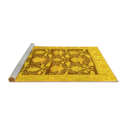 Sideview of Machine Washable Abstract Yellow Modern Rug, wshabs1218yw