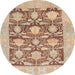 Round Abstract Rust Pink Modern Rug, abs1218