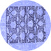 Round Abstract Blue Modern Rug, abs1218blu