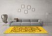 Machine Washable Abstract Yellow Modern Rug in a Living Room, wshabs1218yw