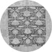 Round Machine Washable Abstract Gray Modern Rug, wshabs1218gry