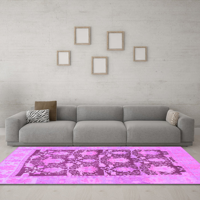 Machine Washable Abstract Purple Modern Area Rugs in a Living Room, wshabs1218pur