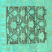 Square Abstract Turquoise Modern Rug, abs1218turq