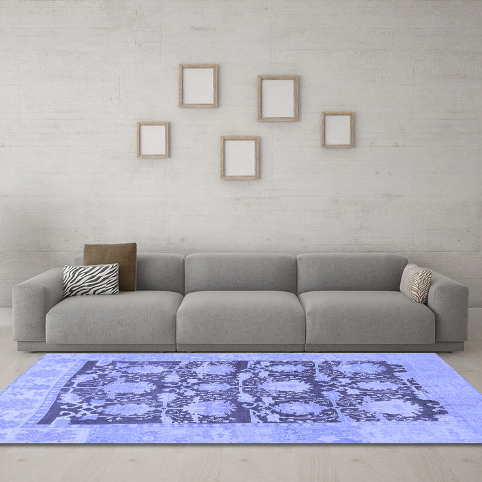 Machine Washable Abstract Blue Modern Rug in a Living Room, wshabs1218blu