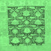 Square Machine Washable Abstract Emerald Green Modern Area Rugs, wshabs1218emgrn