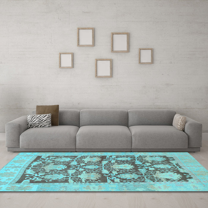 Machine Washable Abstract Light Blue Modern Rug in a Living Room, wshabs1218lblu