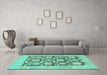 Machine Washable Abstract Turquoise Modern Area Rugs in a Living Room,, wshabs1218turq