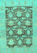 Machine Washable Abstract Turquoise Modern Area Rugs, wshabs1218turq