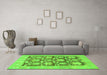 Machine Washable Abstract Green Modern Area Rugs in a Living Room,, wshabs1218grn