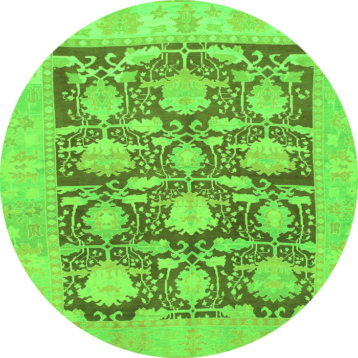 Round Abstract Green Modern Rug, abs1218grn