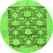 Round Abstract Green Modern Rug, abs1218grn