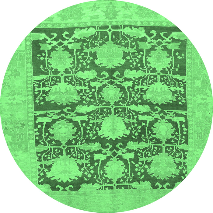 Round Abstract Emerald Green Modern Rug, abs1218emgrn