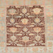 Square Machine Washable Abstract Rust Pink Rug, wshabs1218
