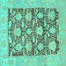 Square Machine Washable Abstract Turquoise Modern Area Rugs, wshabs1218turq