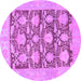 Round Machine Washable Abstract Purple Modern Area Rugs, wshabs1218pur