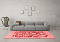 Machine Washable Abstract Red Modern Rug, wshabs1218red