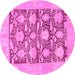 Round Machine Washable Abstract Pink Modern Rug, wshabs1218pnk