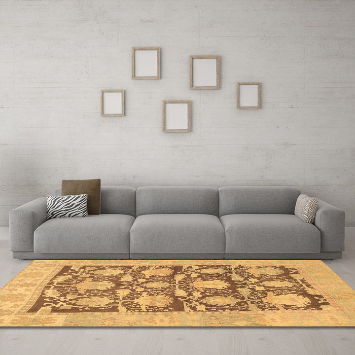 Machine Washable Abstract Brown Modern Rug in a Living Room,, wshabs1218brn
