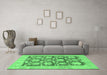 Machine Washable Abstract Emerald Green Modern Area Rugs in a Living Room,, wshabs1218emgrn