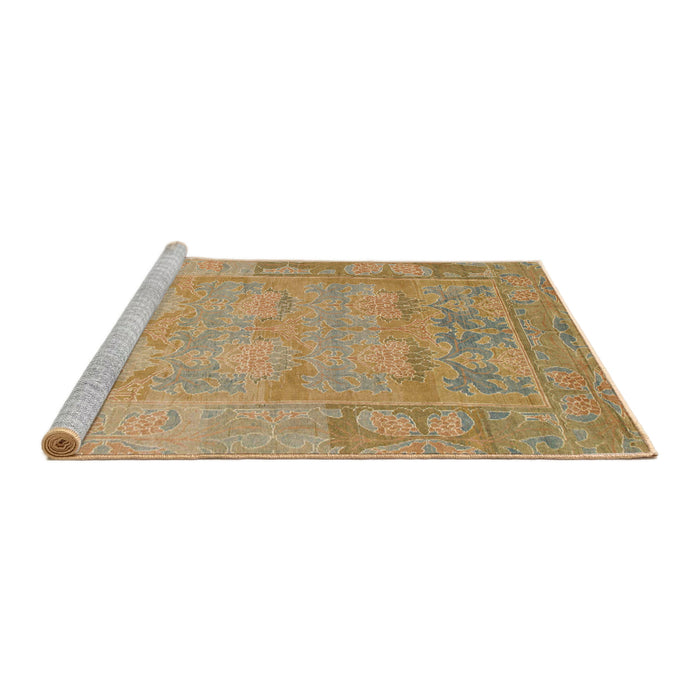 Sideview of Machine Washable Abstract Cinnamon Brown Rug, wshabs1219