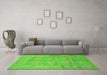 Machine Washable Abstract Green Modern Area Rugs in a Living Room,, wshabs1219grn