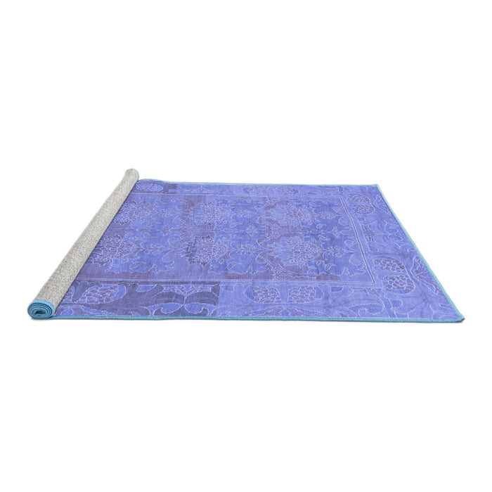Sideview of Machine Washable Abstract Blue Modern Rug, wshabs1219blu