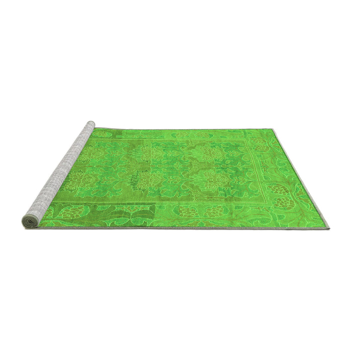 Sideview of Machine Washable Abstract Green Modern Area Rugs, wshabs1219grn
