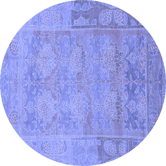 Round Abstract Blue Modern Rug, abs1219blu
