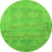 Round Abstract Green Modern Rug, abs1219grn