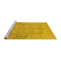 Sideview of Machine Washable Abstract Yellow Modern Rug, wshabs1219yw