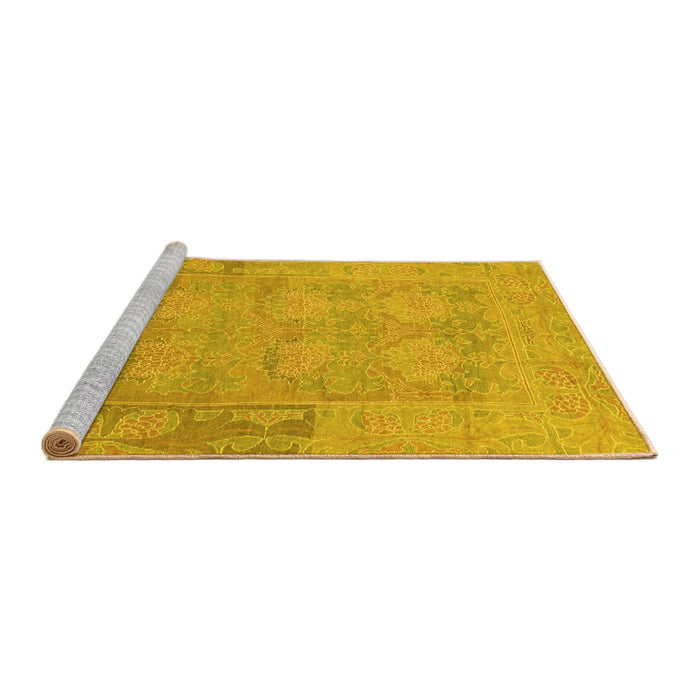 Sideview of Machine Washable Abstract Yellow Modern Rug, wshabs1219yw
