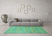 Machine Washable Abstract Turquoise Modern Area Rugs in a Living Room,, wshabs1219turq