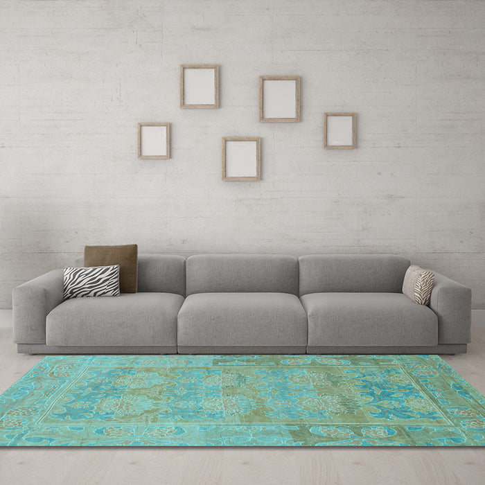 Machine Washable Abstract Light Blue Modern Rug in a Living Room, wshabs1219lblu