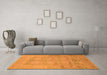 Machine Washable Abstract Orange Modern Area Rugs in a Living Room, wshabs1219org