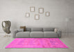 Machine Washable Abstract Pink Modern Rug in a Living Room, wshabs1219pnk