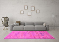 Machine Washable Abstract Pink Modern Rug, wshabs1219pnk