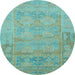 Round Machine Washable Abstract Light Blue Modern Rug, wshabs1219lblu