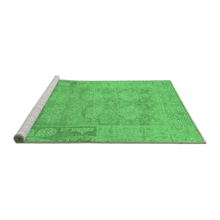 Sideview of Machine Washable Abstract Emerald Green Modern Area Rugs, wshabs1219emgrn