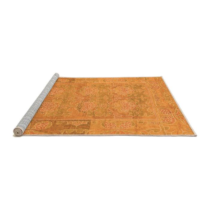 Sideview of Machine Washable Abstract Orange Modern Area Rugs, wshabs1219org