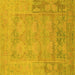 Square Machine Washable Abstract Yellow Modern Rug, wshabs1219yw