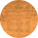 Round Abstract Orange Modern Rug, abs1219org