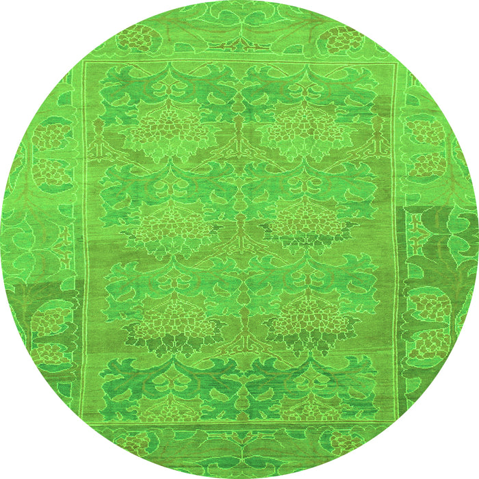 Round Machine Washable Abstract Green Modern Area Rugs, wshabs1219grn