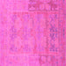 Square Machine Washable Abstract Pink Modern Rug, wshabs1219pnk
