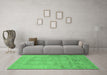 Machine Washable Abstract Emerald Green Modern Area Rugs in a Living Room,, wshabs1219emgrn