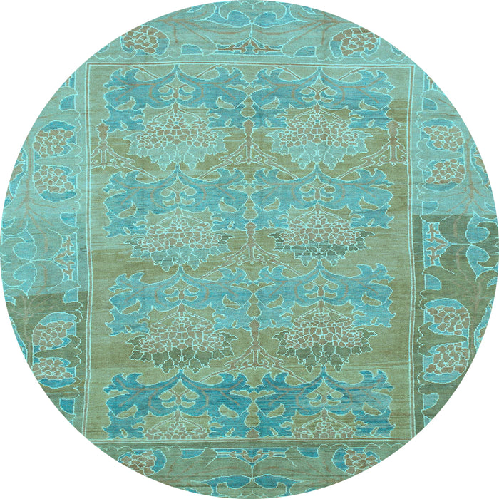 Round Abstract Light Blue Modern Rug, abs1219lblu