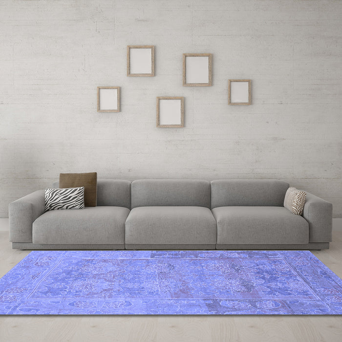 Machine Washable Abstract Blue Modern Rug in a Living Room, wshabs1219blu