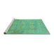 Sideview of Machine Washable Abstract Turquoise Modern Area Rugs, wshabs1219turq