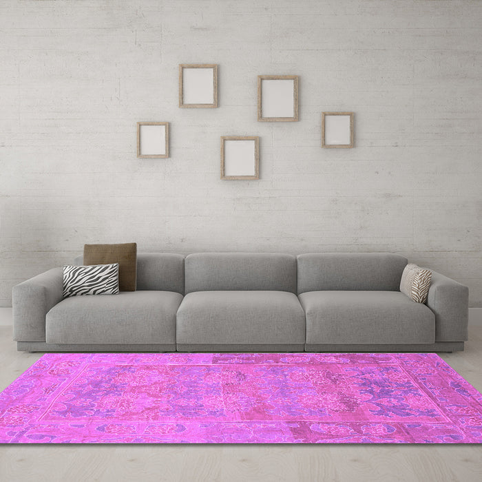 Machine Washable Abstract Purple Modern Area Rugs in a Living Room, wshabs1219pur