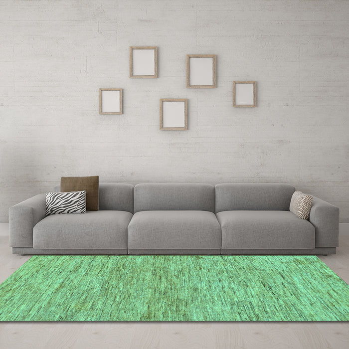 Machine Washable Solid Turquoise Modern Area Rugs in a Living Room,, wshabs121turq